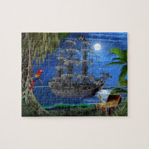 Mystisches mondbeschienenes Piratenschiff