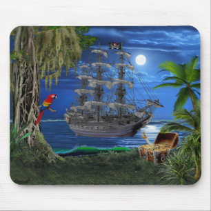 Mystisches mondbeschienenes Piratenschiff Mousepad