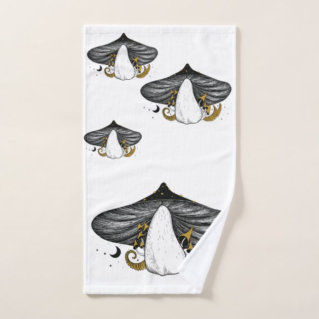 Mystisches Pilz- und Mondphasen Badezimmer Handtuc Badhandtuch Set (Handtuch)