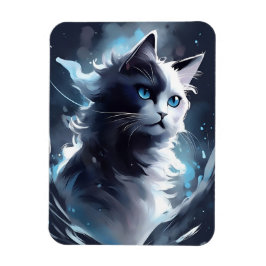 Mystisches Schwarz und Weiße Kitten | Wasserfarbka Magnet