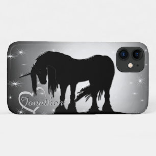 Mystisches Schwarzes Einhorn (Hazy Moon) Case-Mate iPhone Hülle