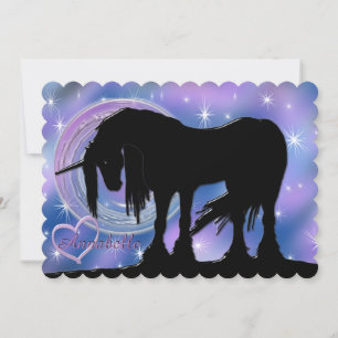 Mystisches Schwarzes Einhorn (Lila/blau verschwomm Karte