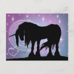 Mystisches Schwarzes Einhorn (Pastellwirl) Postkarte
