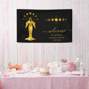 Mystisches schwarzes Gold Himmel Sterne Hochzeit B Banner