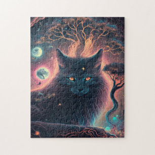 Mystisches schwarzes Katzenrätsel Hexengeschenk