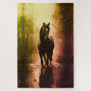 Mystisches Schwarzes Pferd - Dunkle Fantasie Pferd