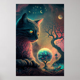 Mystisches Schwarzkatzenposter | Hexenkunst 3 Poster
