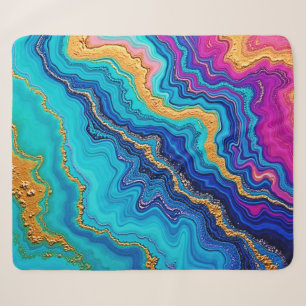 Mystisches Teal- und Gold-Energie Sherpadecke
