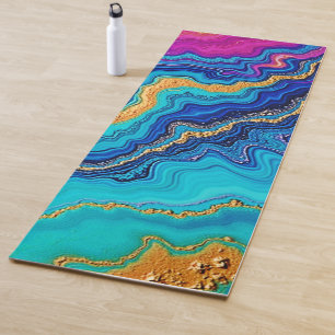 Mystisches Teal- und Gold-Energie Yogamatte