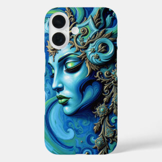 Mystisches Türkis- und Gold-Fantasy-Göttin Elegant iPhone 16 Hülle