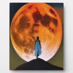 Mystisches Vollmond-Mädchen-Silhouette-Wandkunstsc Fotoplatte