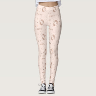 Mystisches Waage-Sternzeichenmuster in Braun und B Leggings