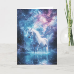 Mystisches Weißes Pferd in einer kosmischen Dreams Karte