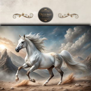 Mystisches weißes Pferd Wüsten-Decoupage Seidenpapier
