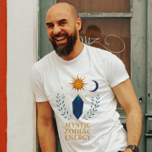 Mystisches Zodiak-Energie-Kristall-Design Himmel T-Shirt