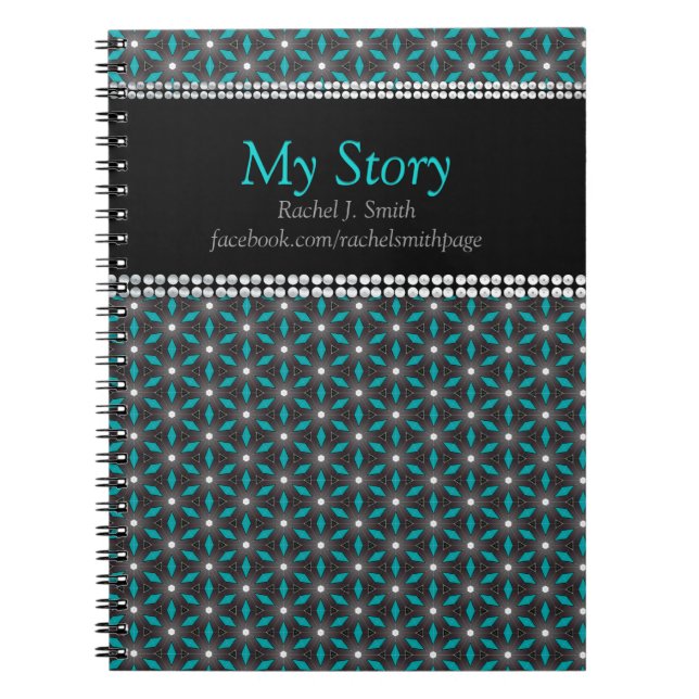 MyStory Aquamarin+Black Geometry Energy Custom Not Notizblock (Vorderseite)