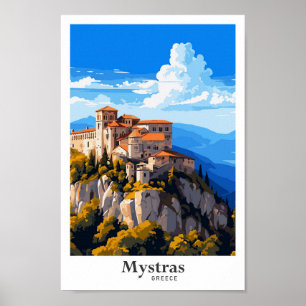 Mystras Greece Vintage Travel Illustration Poster