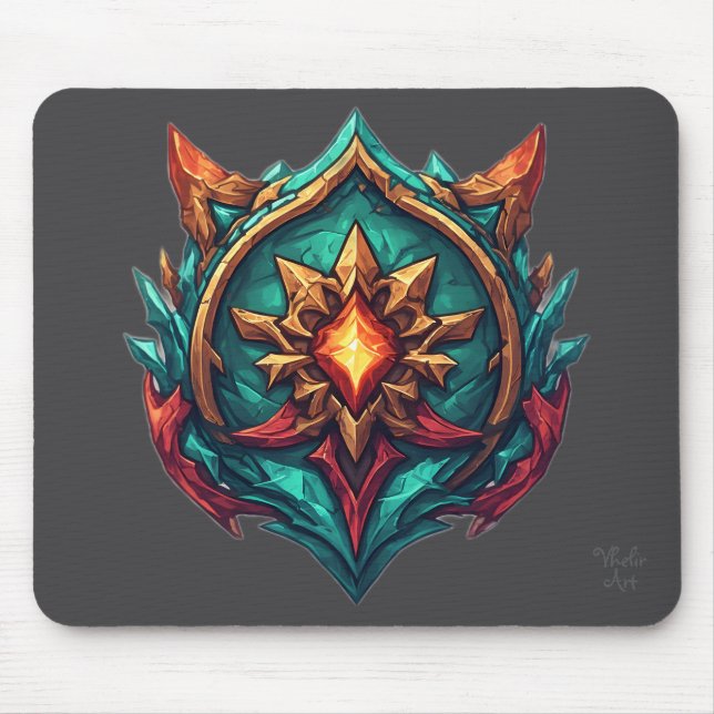 Mythic Dragon Crest Gamer Emblem Mousepad (Vorne)