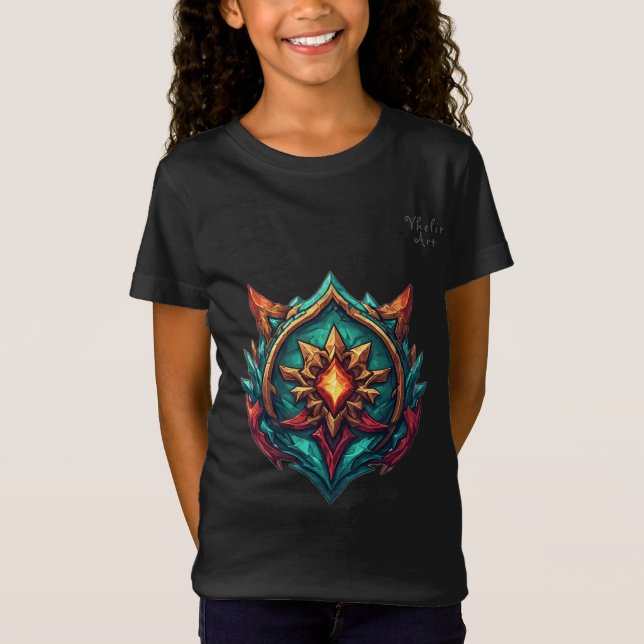 Mythic Dragon Crest Gamer Emblem T-Shirt (Vorderseite)
