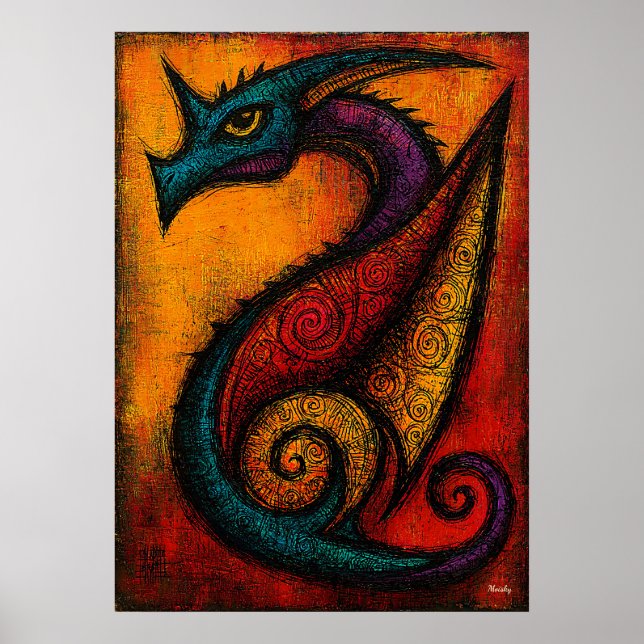 Mythic Dragon in Color Fields Expressionist Poster (Vorne)