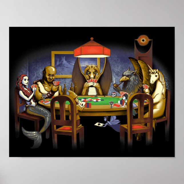 Mythical Creatures Playing Poker Poster (Vorne)