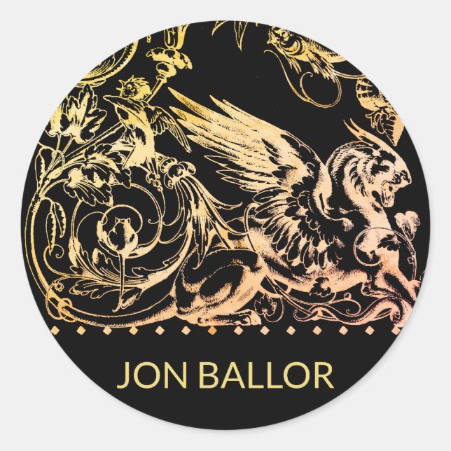 Mythical Griffin Beast Runder Aufkleber (Vorderseite)