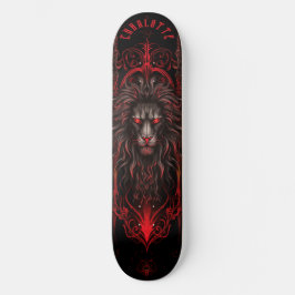 Mythical Lion with Tribal Patterns Dark Fantasy Skateboard