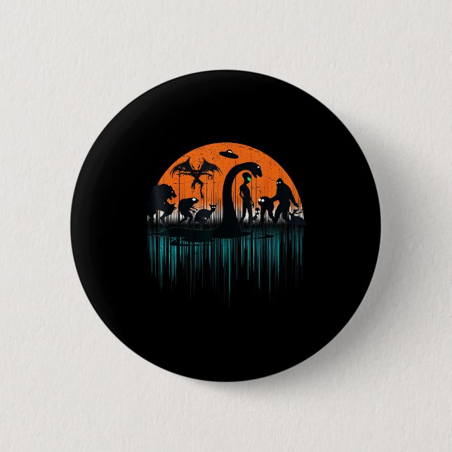 Mythical Loch Ness Bigfoot Mothman Aliens Funny Cr Button (Vorderseite)