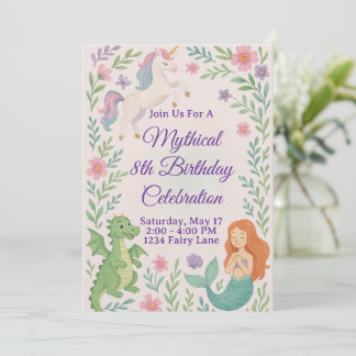 Mythical Unicorn Birthday invitation Einladung
