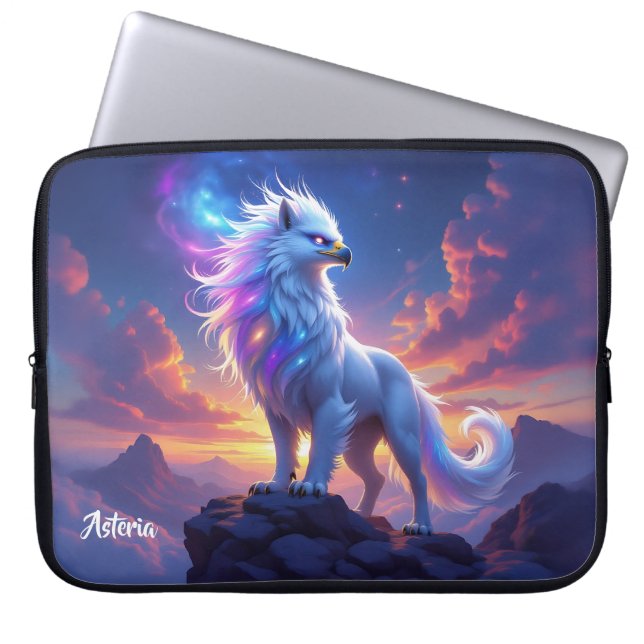 Mythical White Griffin on Top of the World Laptopschutzhülle (Vorderseite)