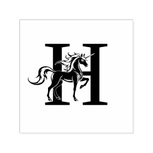 Mythische Einhorn-Silhouette über einzelner fetter Permastempel