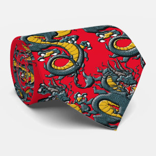 Mythische Eleganz: Retro-Kunst chinesischer Drache Krawatte