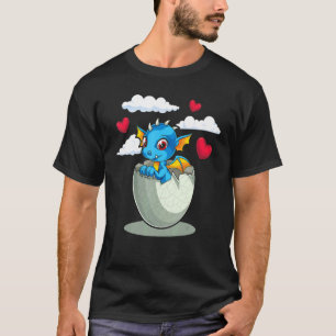 Mythische Fantasie Tierherz Niedlicher Drache T-Shirt