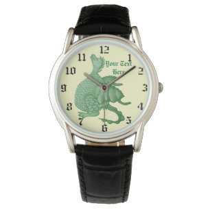Mythische Fantasiewesen niedlicher grüner Drache Armbanduhr