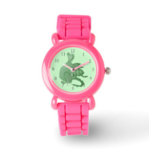 Mythische Fantasiewesen niedlicher Grüner Drache Armbanduhr