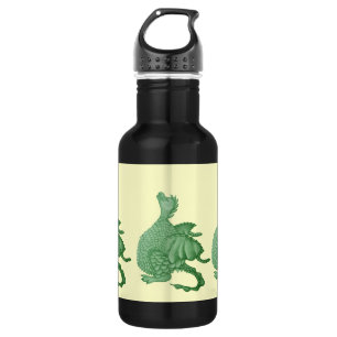 Mythische Fantasiewesen niedlicher Grüner Drache Edelstahlflasche