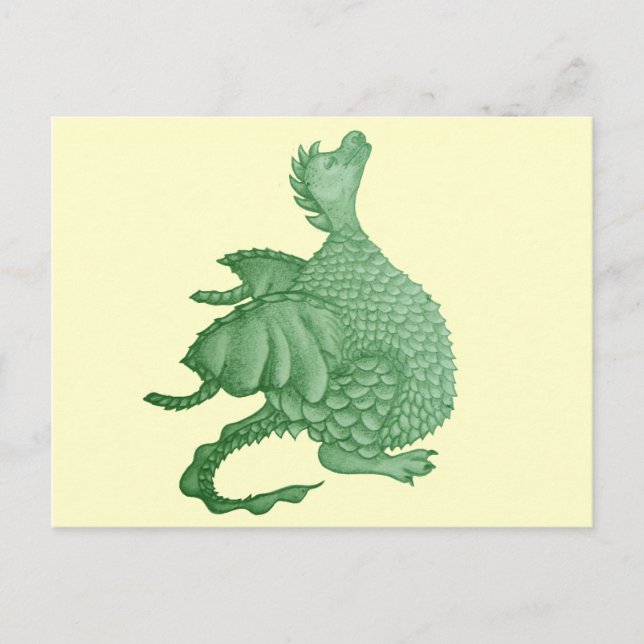 Mythische Fantasiewesen niedlicher grüner Drache Postkarte (Vorderseite)