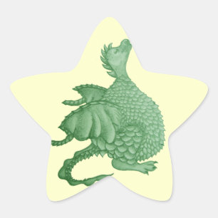 Mythische Fantasiewesen niedlicher grüner Drache Stern-Aufkleber