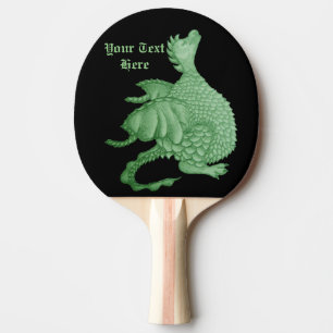 Mythische Fantasiewesen niedlicher grüner Drache Tischtennis Schläger
