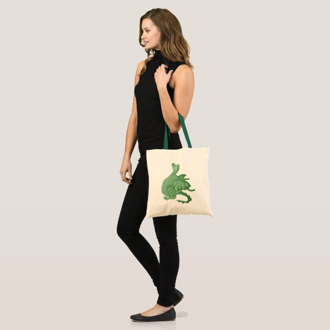 Mythische Fantasiewesen niedlicher grüner Drache Tragetasche (Vorderseite (Model))