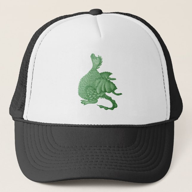 Mythische Fantasiewesen niedlicher grüner Drache Truckerkappe (Vorderseite)