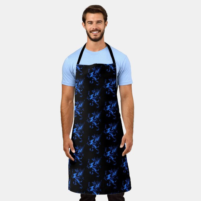 Mythische Fantasy Blue Griffin Schürze (Getragen)