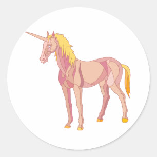 Mythische Figur-Märchenkreatur des Golden Unicorn Runder Aufkleber