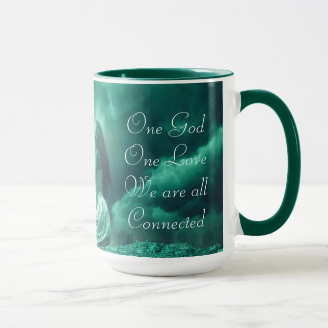 Mythische Frau schickt Gebete ins Universum Tasse (Rechts)