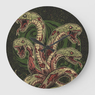 Mythische grüne Schlangenschrecken-Kunst Große Wanduhr