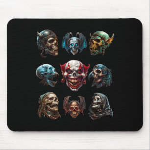 Mythische Halloween-Schädel-Skelett-Gesichter für  Mousepad