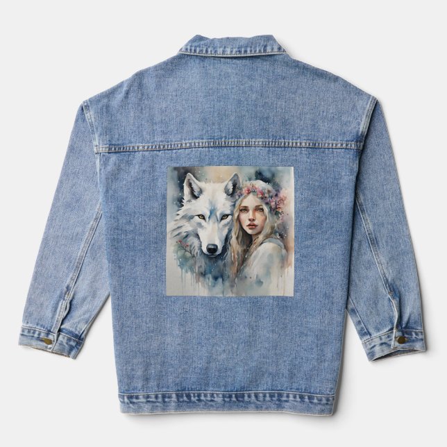 Mythische Harmonie der Natur Jeansjacke (Rückseite)
