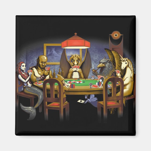 Mythische Kreaturen, die Poker spielen Magnet (Vorne)
