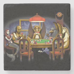 Mythische Kreaturen, die Poker spielen Steinuntersetzer