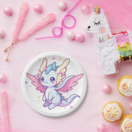 Mythische moderne Dragon-Babydusche Pappteller
